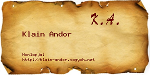 Klain Andor névjegykártya